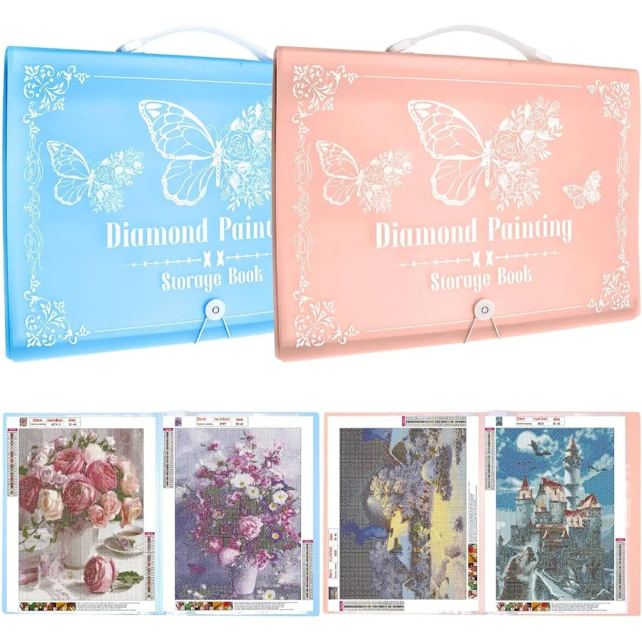 2 حزمة A3 الماس اللوحة تخزين كتاب يده 60 صفحة الماس الفن محفظة مع مجلد تخزين فني كبير الماس ل 12x16 #2