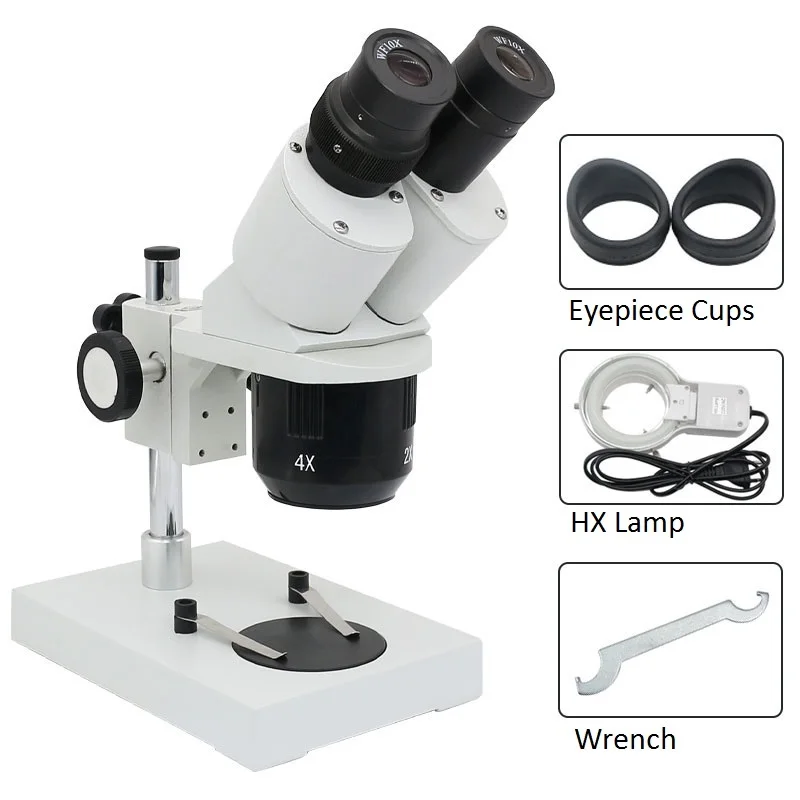 20X 40X Stereo Microscope with Illuminated Industrial Soldering Repairing Tool for Mobile Phone Watch Clock Repairing PCB