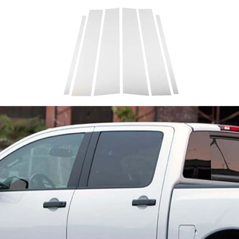For 2004-2015 Nissan Titan B/C pillar mirror decoration sticker, window decoration sticker PC electroplated bright silver