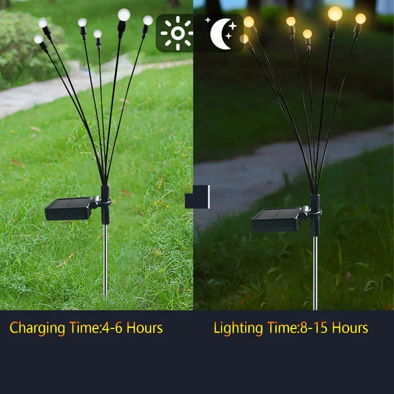 Lampe Solaire d'Extérieur Imperméable en Forme de Lucioles, Luminaire Décoratif Idéal pour un Jardin ou une Pelouse