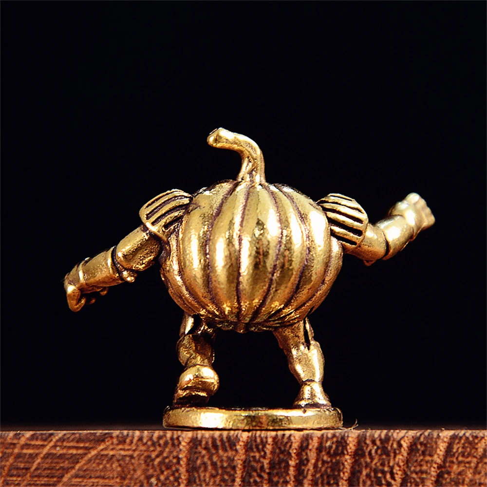 ​ ​ Massive Kupfer-Kürbis-Mini-Desktop-Tee-Haustier-Figur – kreative Weihnachtsdekoration für Zuhause, Büro-Ornament, dekorativ zum Sammeln