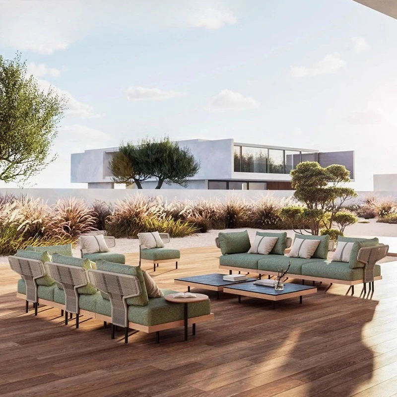 

Outdoor hotel B & B teak villa courtyard garden balcony waterproof sunscreen sofa table and chair combination