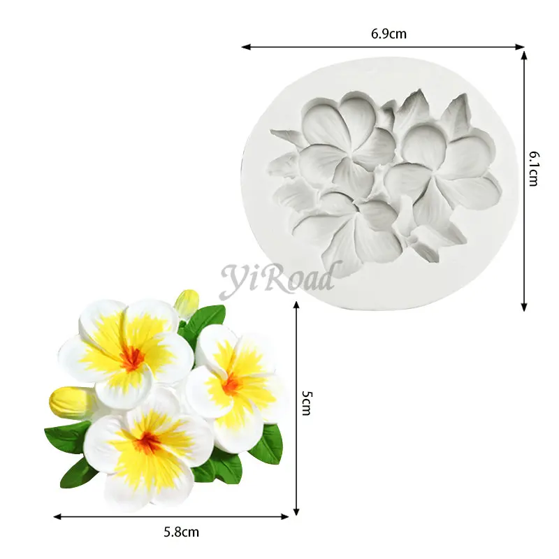 Flower Shape Silicone Cake Mold Gardenia Plumeria Rubra Soap Fondant Molds Cupcake Jelly Candy Chocolate Decoration Baking Tool