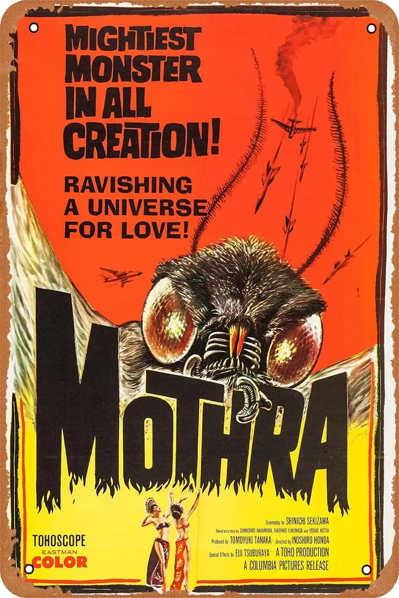 Mothra Movie Tin Sign Metal Signs Vintage Metal Poster,Home Room Man Cave Wall Decor 8x12 Inch