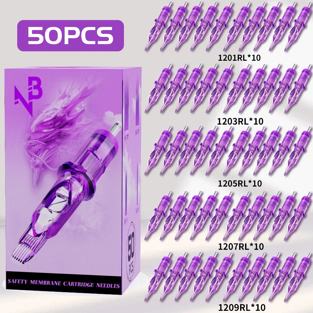 

Goldplume 50 Mixed Tattoo Needles Set - Contains 1Rl/3Rl/5Rl/7Rl/9Rl Various Models - Safety Film Box Needles Professional Tattoo Equipment
