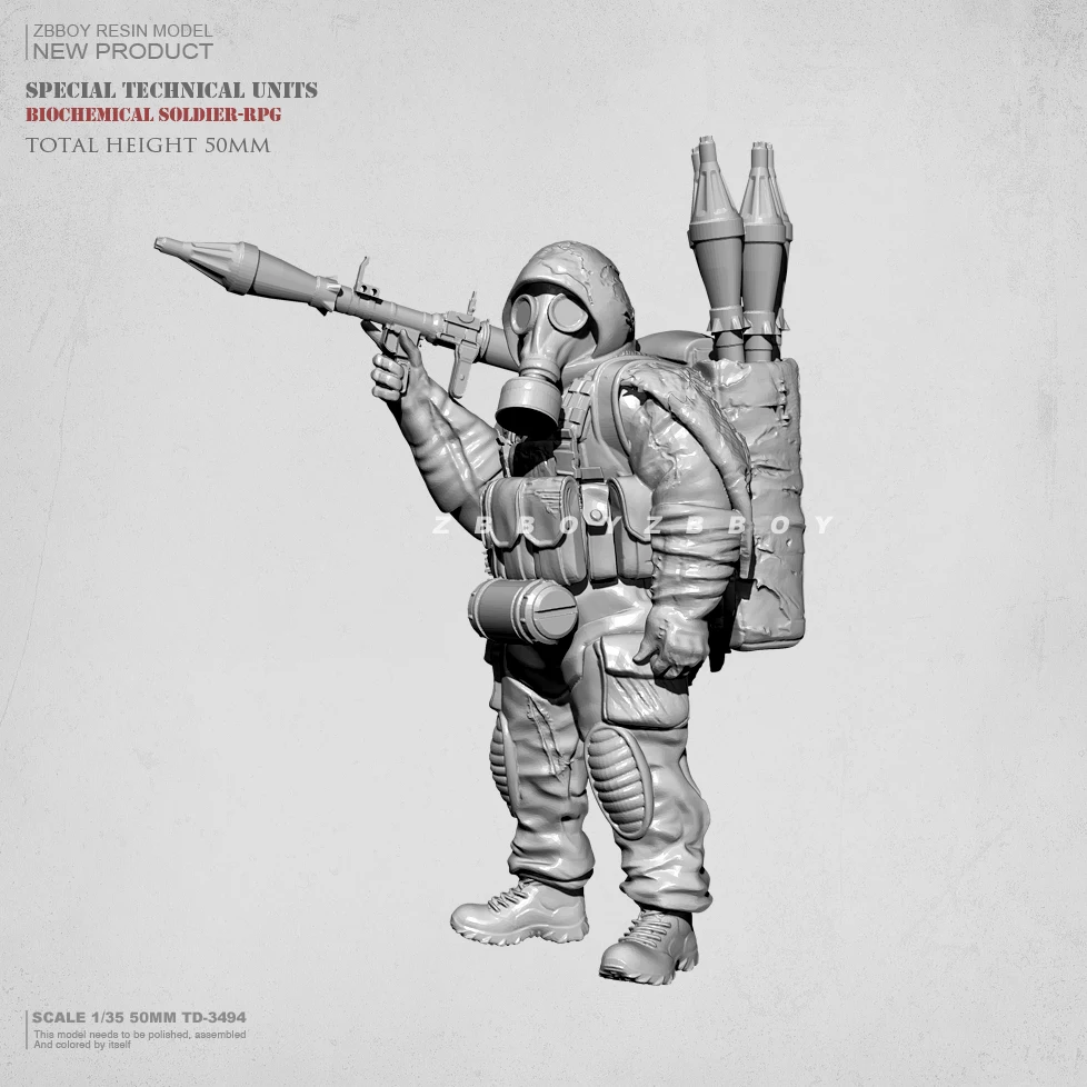 Kits de maquettes en résine de 50mm, figurine incolore à assembler soi-même (soldat en résine) 1/35 TD-3494