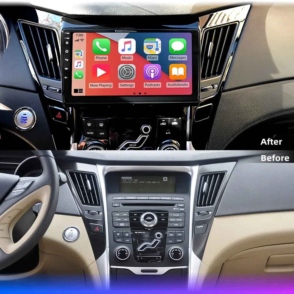 For Hyundai Sonata YF 2010-2015 Car Multimedia Player,Carplay,Android Auto,Radio,Navigation,GPS,Stereo,Head Unit,DVD,BT5,4G,ADAS