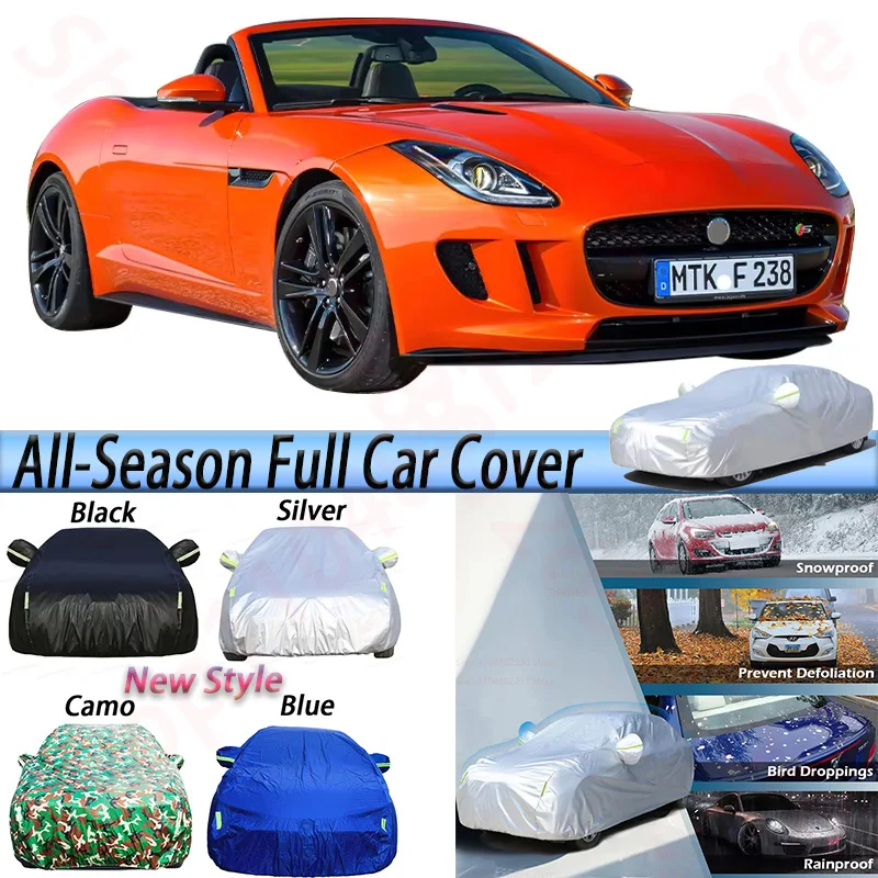 

Black Car Cover For Jaguar F-Type Ftype 2013-2025 Waterproof Auto Anti-UV Sun Shade Rain Snow Dust Ice Protection Cover