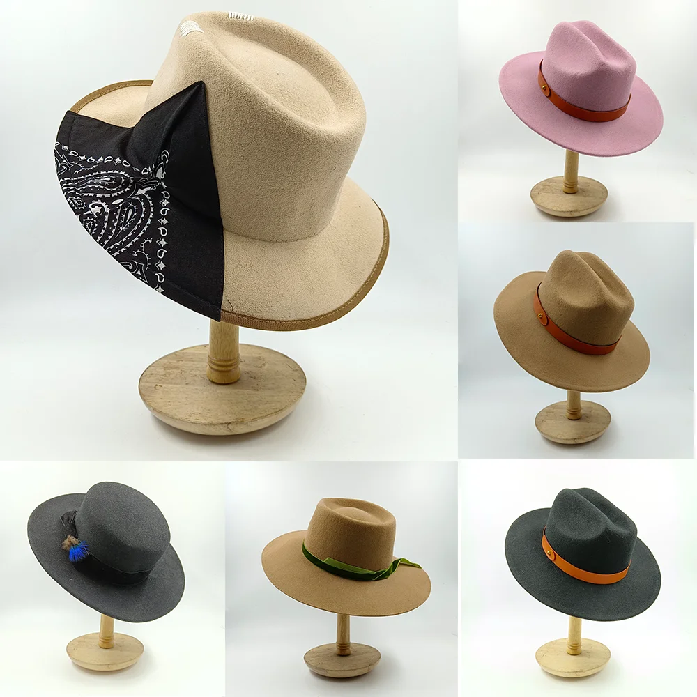 

Wide Brim 100% Wool Hat Fedora Women Men's Design Wool Hat Panama Church Jazz Hat Bump Hat Feather Accessories 2022 jackson hat