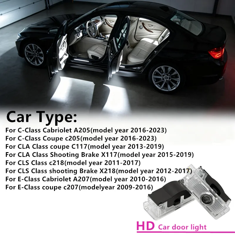LED Car Door Interior Ghost Shadow Welcome Warning Light For Mercedes Benz C C205 CLA C117 X117 CLS C218 X218 E C207 A207