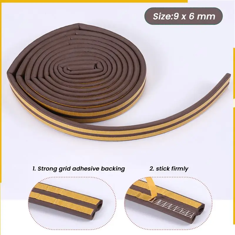 A92p 2 rolo de tira de vedação de eva, fita de espuma tipo d 10m, portas, janelas, excluídor de rascunho, tiras de vedação anticolisão