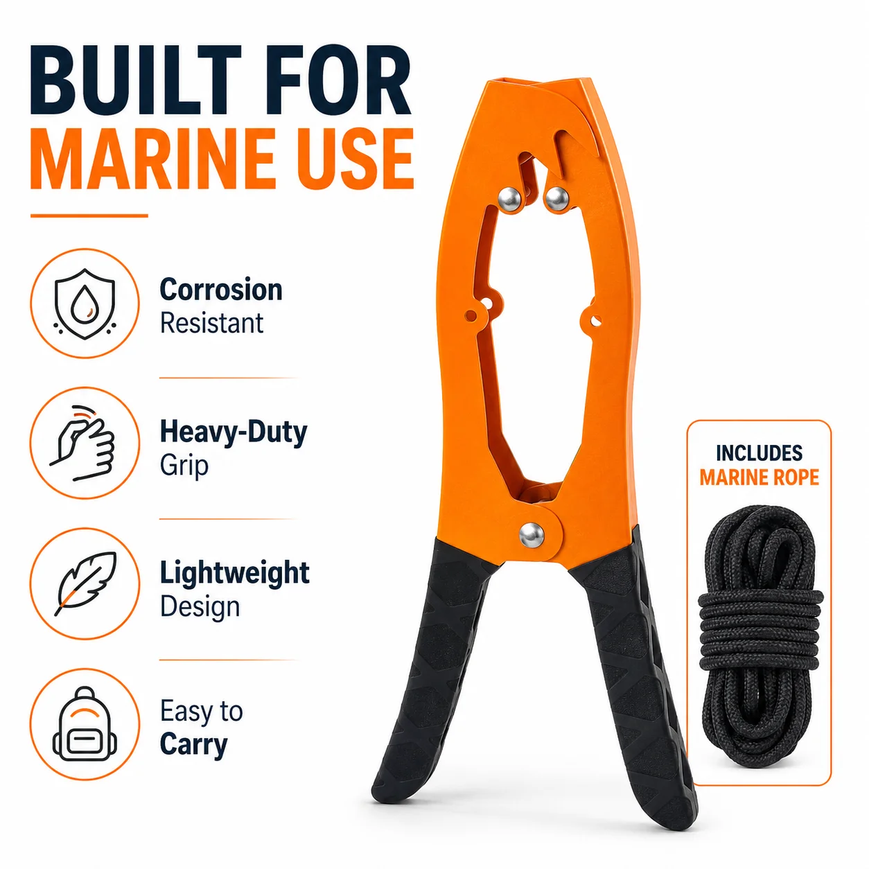 Kayak Fishing Boat Clamp Anchor Locking Tool Self Locking Tension Jaws with Rope for Canoe Boat Secure Fixing Accessories