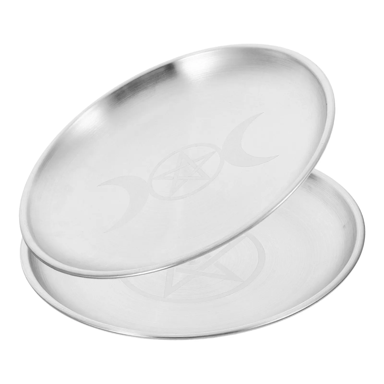 2 Platos de Hierro Plateados con Pentagrama para Rituales, Decoración Espiritual, Joyería, Anillos, Adornos y Velas