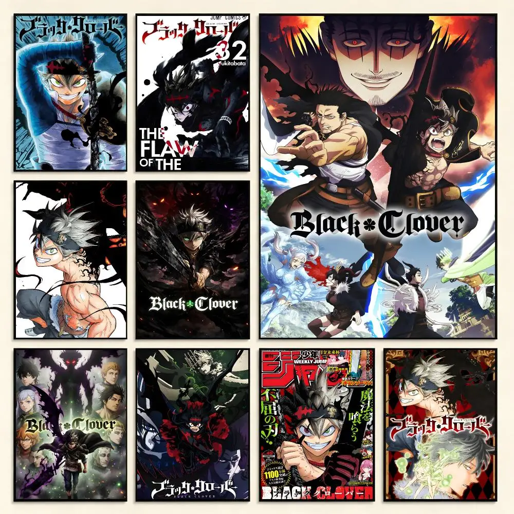 Anime Fantasy B-Black Clover Poster Digital Solvent Print Waterproof PP Fade-Resistant Wall Art Room Decor Gift