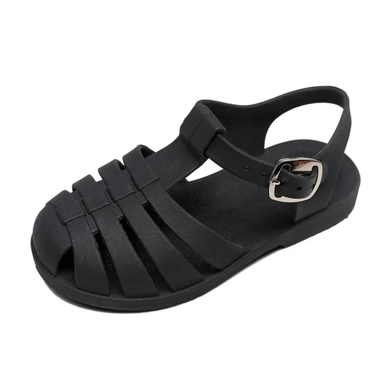 Summer Girls Boys Roman Sandals Kids Hollow Out Jellies PVC Outdoor Beach Children Baby Sandals Shoes Flat Soft Sole Antiskid