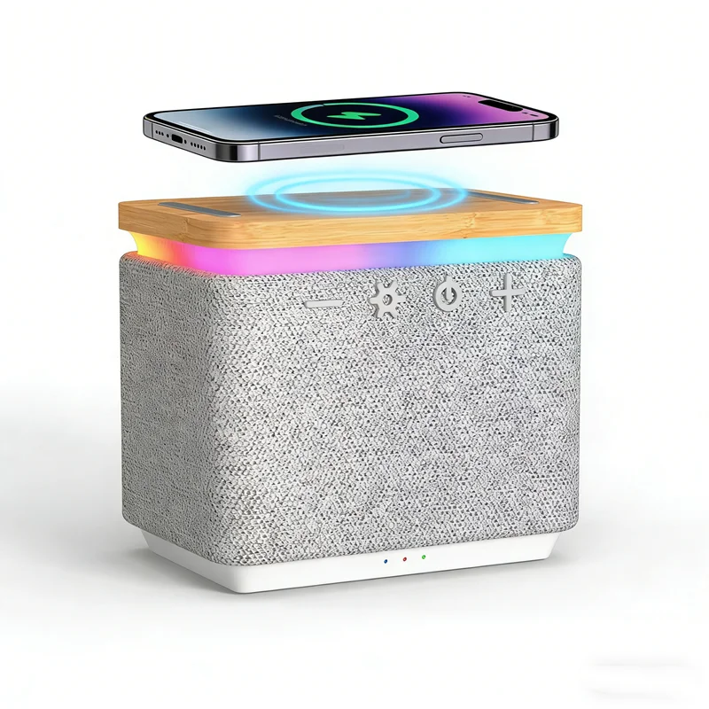 

Bluetooth-динамик, беспроводная зарядка, многофункциональный белый шум, помощь для сна, дома, высокое качество звука, настольные колонки с RGB-подсветкой