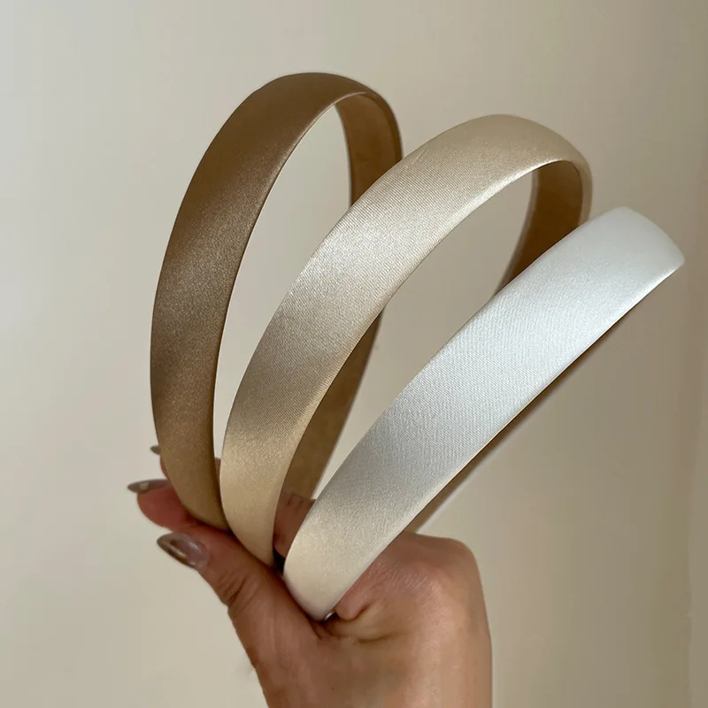Headband Satin Solid Color French Style Vintage Elegant Women Comfortable Lightweight Multipurpose for Office Daily