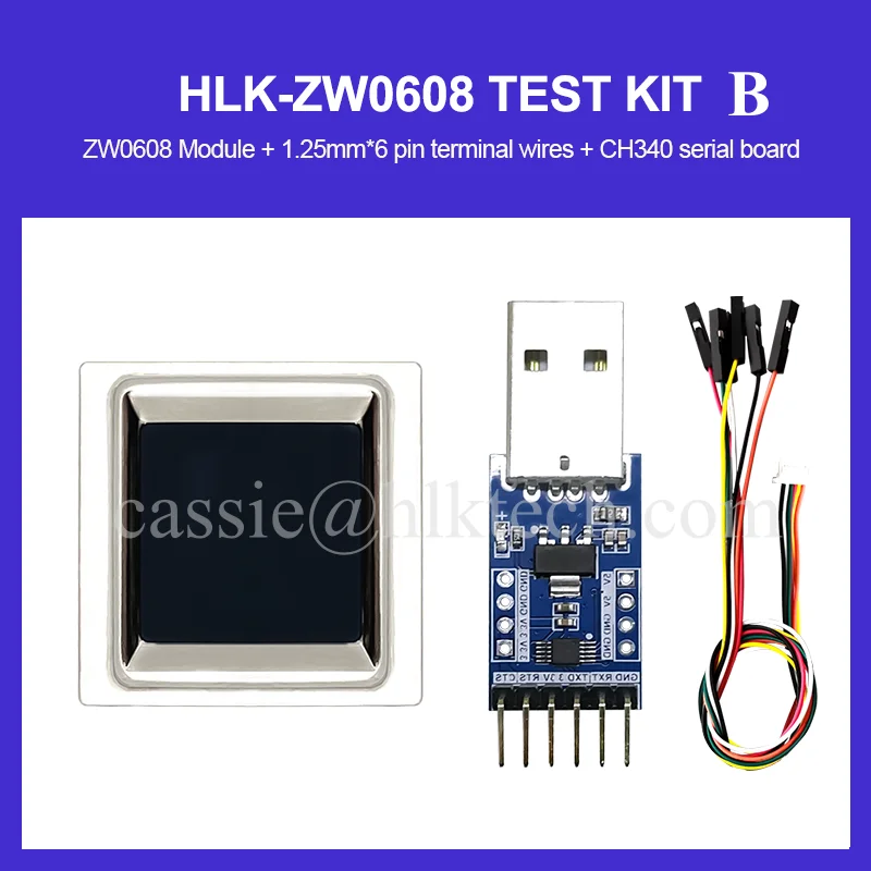 Fingerprint Identification Module HLK-ZW0608 test kit Square Semiconductor Capacitive Fingerprint Collection Sensor Switch