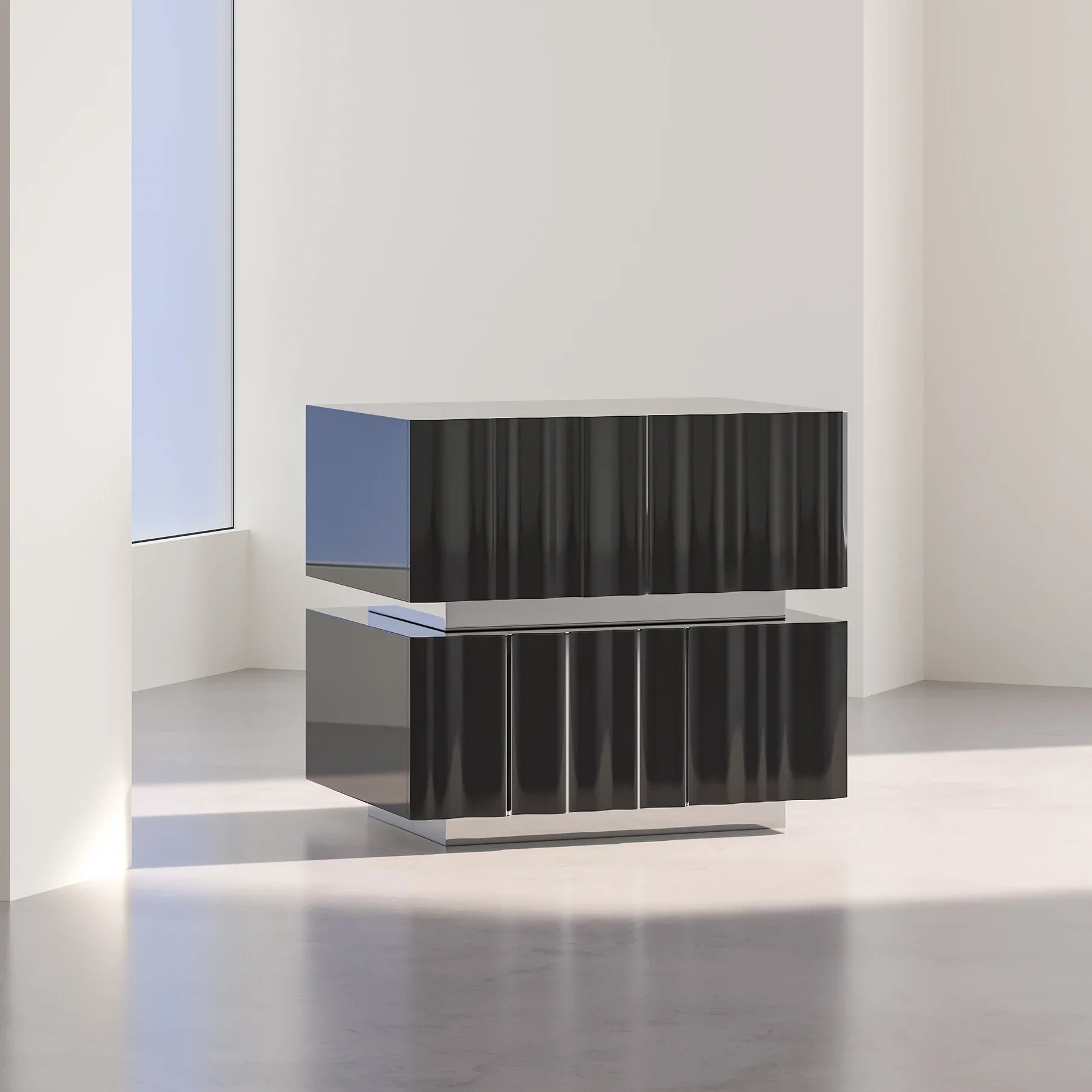 Wave Suspension Bedside Table Double-Layer Chest of Drawers Bedroom Cabinet Small Side Cabinet