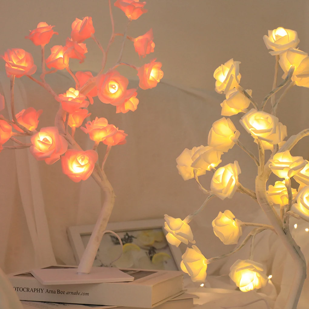 Lighted Artificial Bonsai Tree Lights Colorful Rose Tree Lamp With Remote Control Lighted Colorful