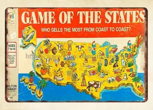 1975 Game of the States Board Game metal tin sign metal wall art the home