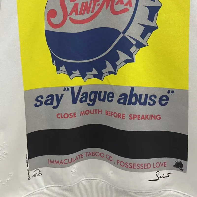 FW25 غطاء زجاجة مطبوعة سانت هوديي للرجال والنساء أزياء ريترو خمر المتعثرة جولة الرقبة السترة #3