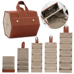 Portable Glasses Organizer PU Leather 2/3/4/5/6 Multi-slot Eyeglasses Storage Display Travel Sunglasses Case