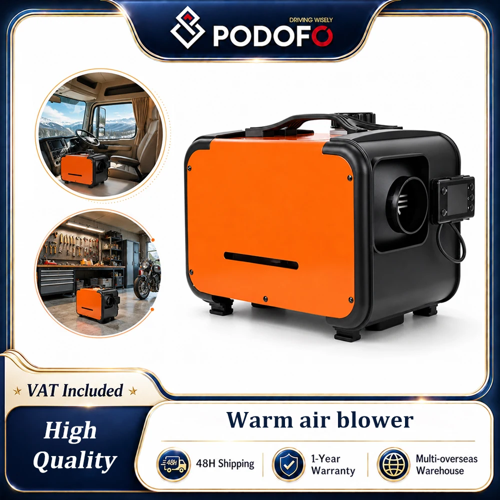 Podofo 5KW 12V 24V Riscaldatore Diesel a Colonna per Barche, Camion, Camper, con Telecomando, Display LCD, Riscaldatore per Auto con Fusibili Integrat
