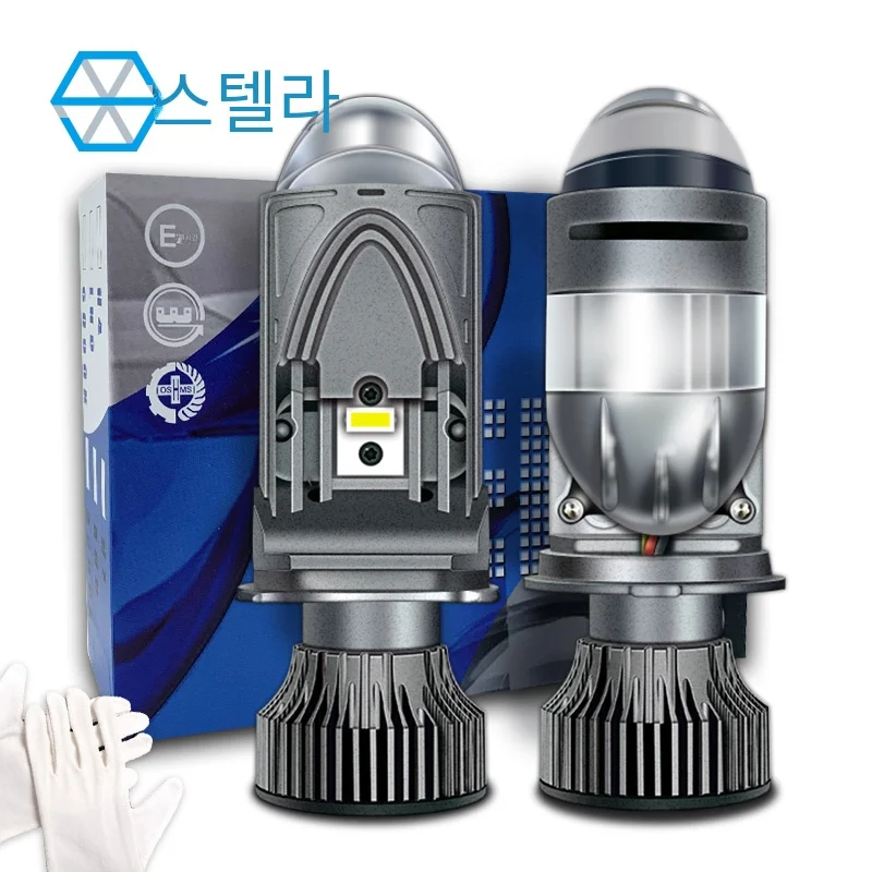 스텔라 더블 렌즈/싱글 렌즈 H4 LED 헤드 라이트 전구 프로젝터 램프, 하이/로우 빔 고출력 110W 18000Lm 하이 빔 2 칩