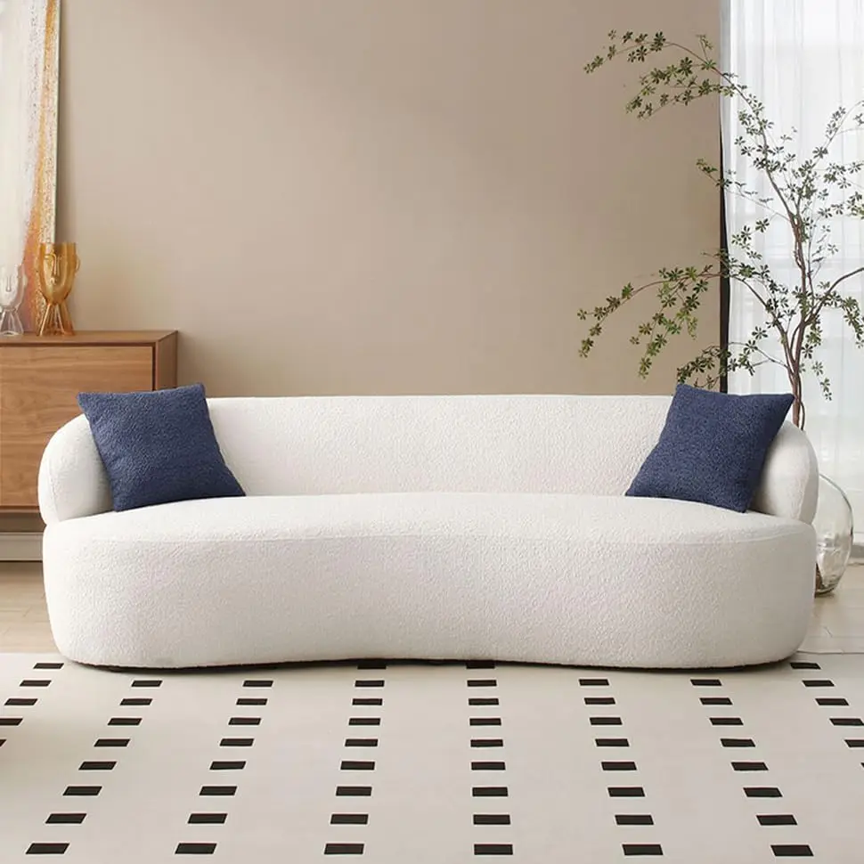 

Изогнутый диван-софа, 86,6 дюймов, 3-местный, современный секционный диван-софа из букле, комфортный диван-обивка «Облако» на 3 места для отдыха, на заказ