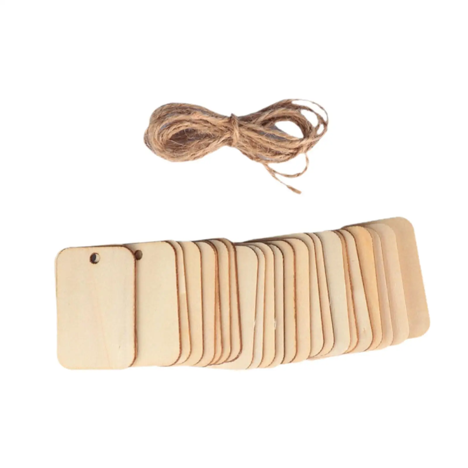 

50x Blank Wood Tags with Holes Present Tags for Wedding Craft Projects Party