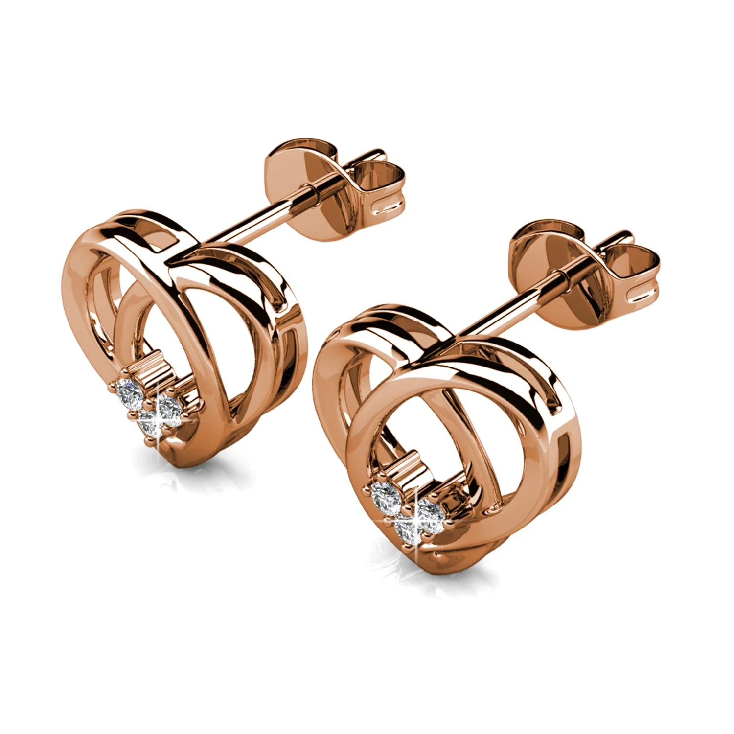 Daisini Серьги-гвоздики с узлом в форме сердца и кристаллами Сваровски Романтические модные украшения для ушей Сладкий аксессуар Подарок Романтические случаи