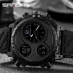 SANDA 3002 Nightlight Waterproof Tactics and Youth Dual Display Electronic Watch New Sports Watch for Male Students with