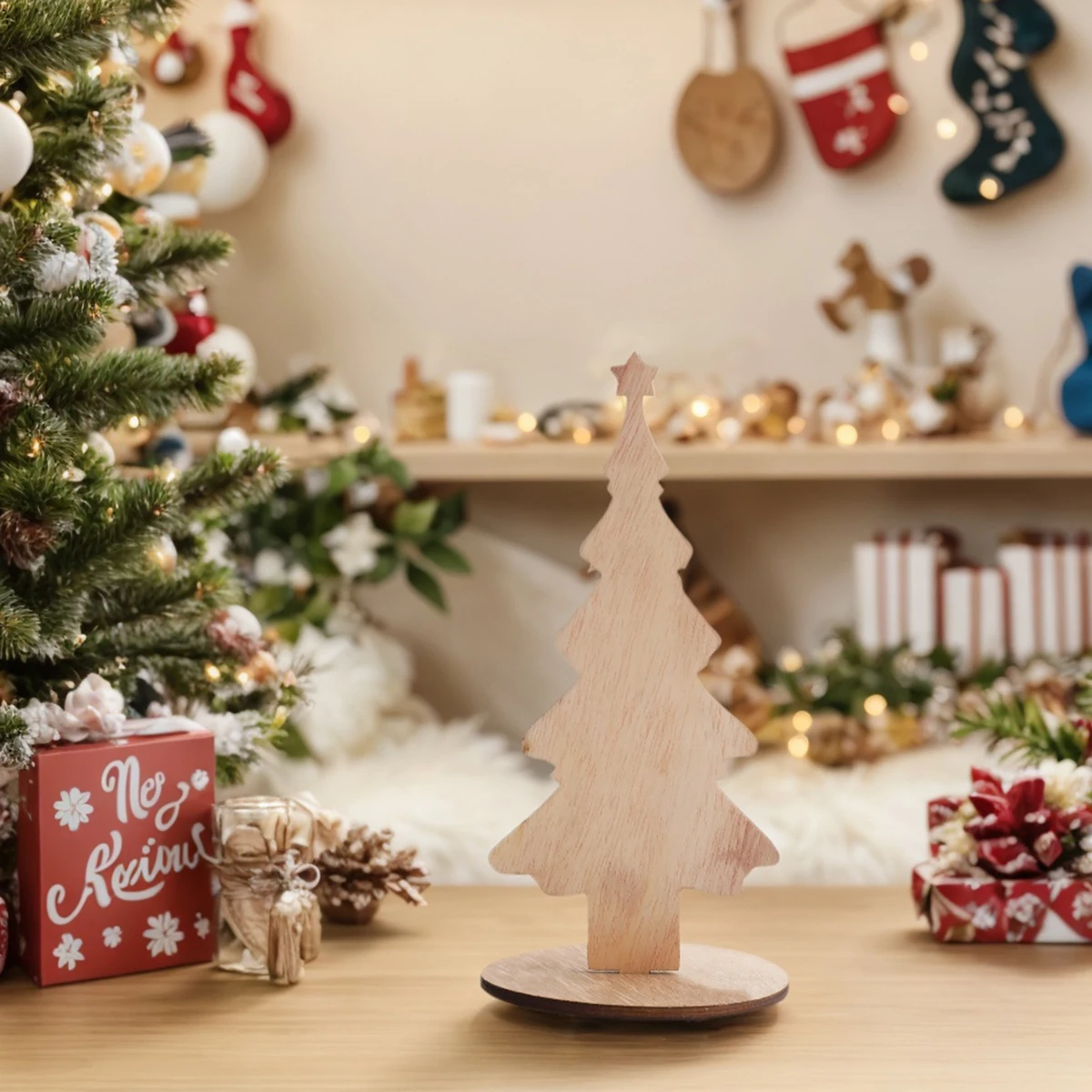Wooden Christmas Tree Ornaments，Winter Desktop Decoration Set，Bohemian Home Decor, Room Country Rustic, Christmas Supplies Gifts
