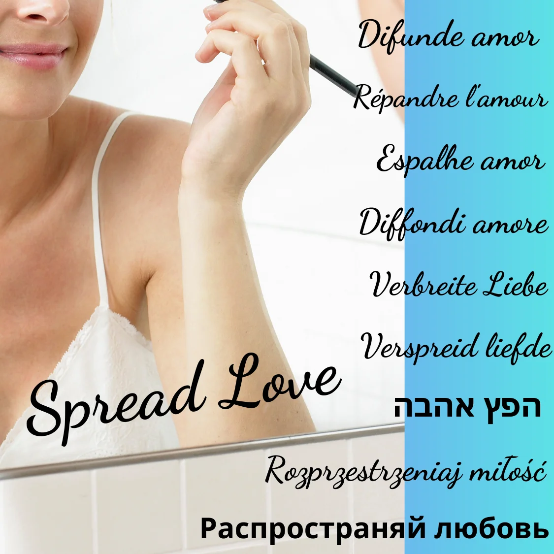 Spread Love- Motivational Quote Mirror Sticker Multi Language Inspirational Vinyl Decals Home Decor for Car, Home, Office