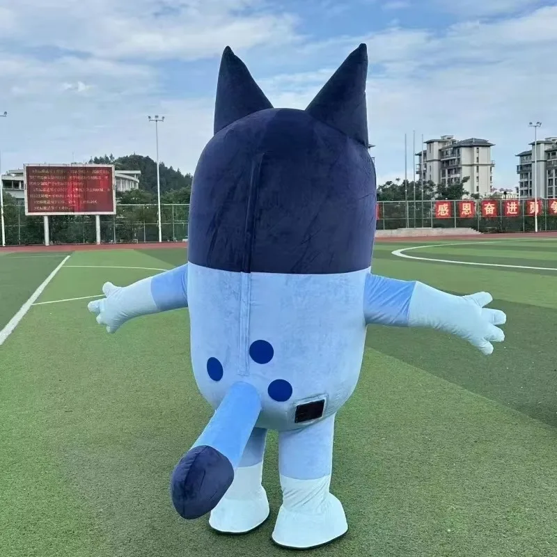 Opblaasbare bingohond mascotte kostuum anime stripfiguur blauwe hond cosplay kostuums volwassen wandelfeest carnaval reclame jurk