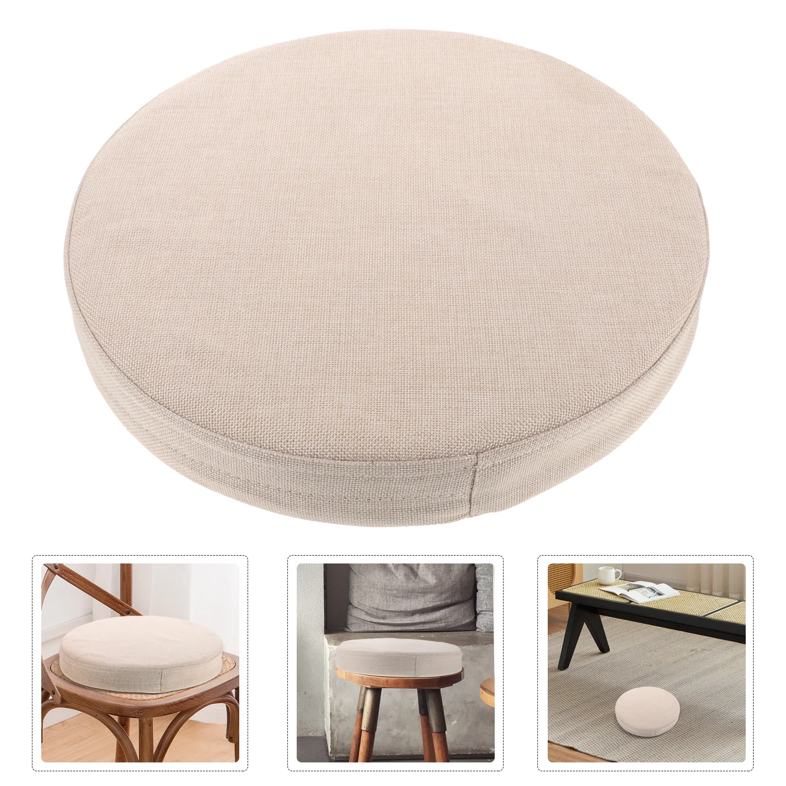 

Round Linen Chair Cushion 18 Inch Foam Filled Seat Pad for Wicker Dining Chairs Meditation Mats Home Decor Anti Slip Bottom