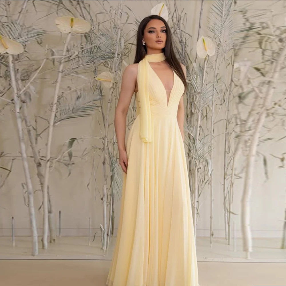 Elegante linha a vestidos de noite femininos sexy com decote em v sem mangas vestidos de baile personalizado princesa cocktail festa vestido de noches 2025