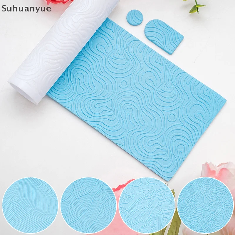 DIY Water Wave Pattern Soft Pottery Texture Roller Pottery Stamps Clay Embossed Rod Earrings Pendant Jewelry Making Clay Tool