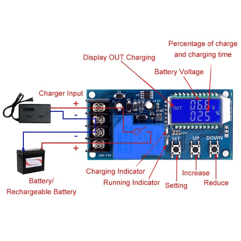 DC 6-60V 30A Lead-acid Solar Battery Charge Controller Protection Board Charger Time Switch 12V 24V 36V 48V Battery Capacity