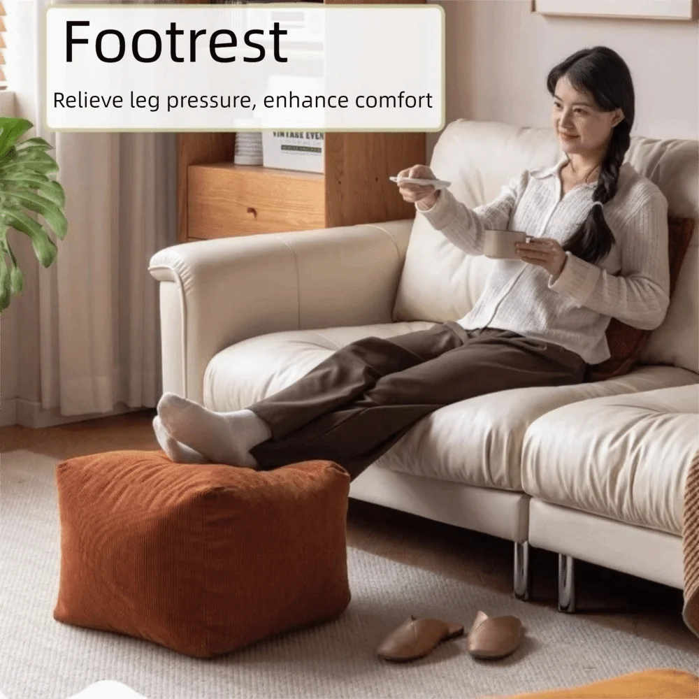 No Filling Seat Cushion Cover Large Capacity Square Sofa Stool Cover Soft with Handle Storage Leg Bench Home Decor