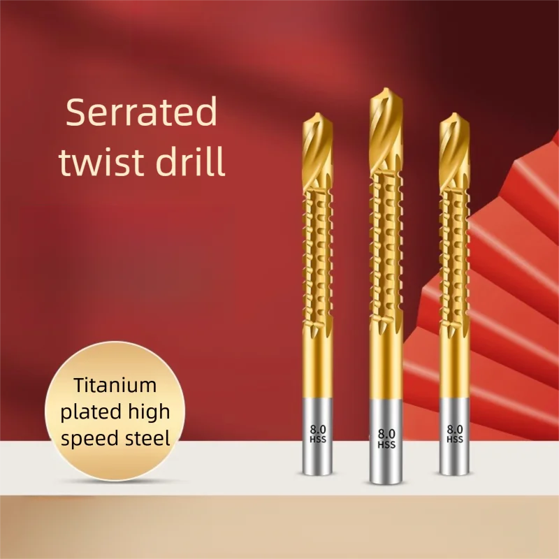 TG มัลติฟังก์ชั่นไทเทเนียมชุบเลื่อยเจาะบิต 3-13 มม. สําหรับงานไม้ที่มีการออกแบบขลุ่ยหยัก