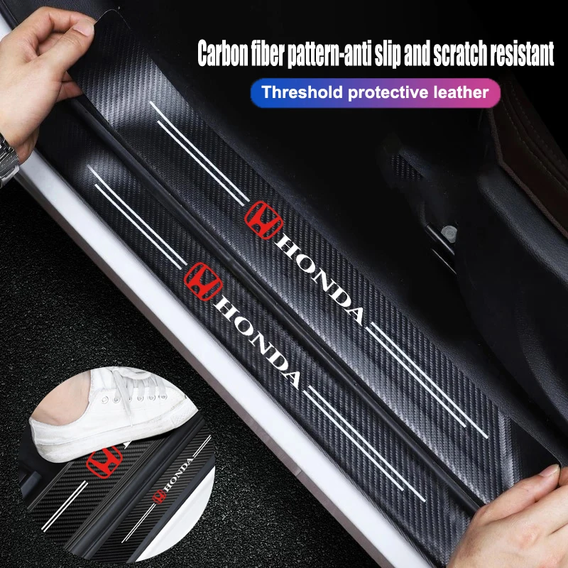 Protector de umbral de puerta de coche, pegatina de fibra de carbono para Honda FIT Insight Vezel Civic CRV Accord CRZ CRX Jazz HRV Stepwgn Pilot Odyssey