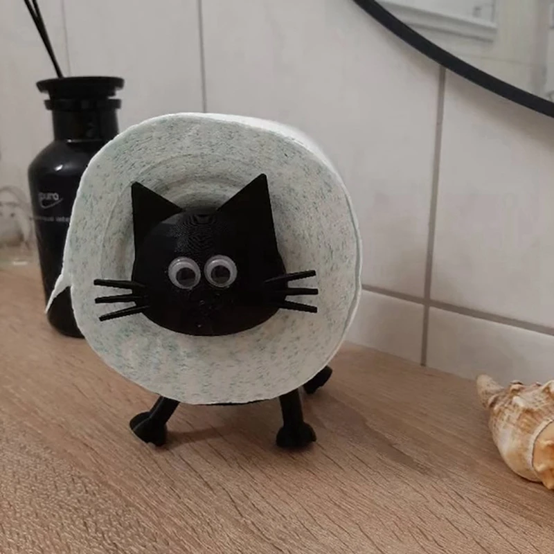 Porg-cat pemegang rol kertas Toilet, Set kamar mandi penyimpanan rol handuk kertas dekorasi kamar mandi lucu