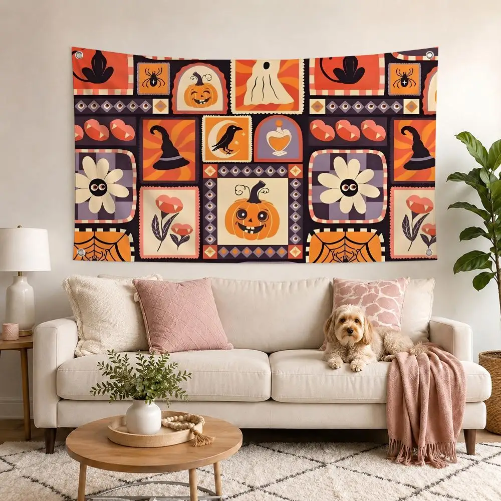 Halloween Halloween Candy Ghost Patterns Flags Flag Outdoor Decor Flaga Decorative Home Objects Barber Shop Decoration Garage