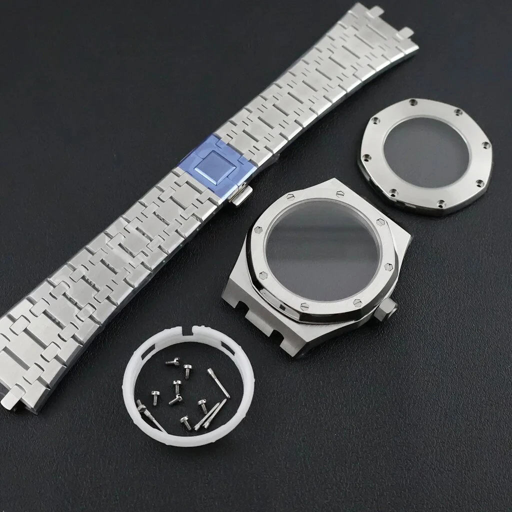For Octagonal Stainless Steel 42mm AP Automatic Watch Case Movement Transparent Back Sapphire Fit NH34 NH35 NH36 NH38 NH70 NH72