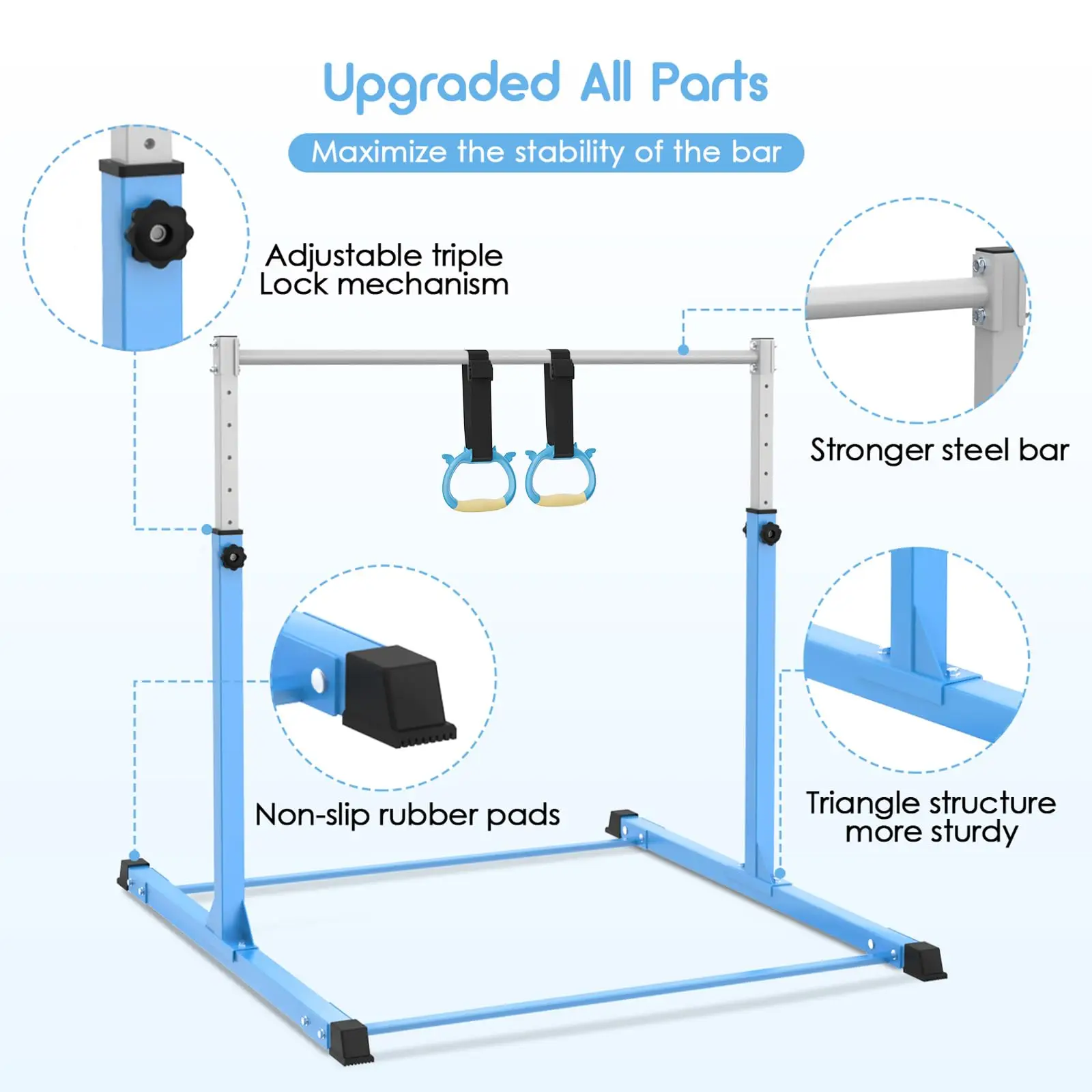 

Sports Equipment Horizontal Pull up bar Artistic Gymnastics Equipment Horizontal Bars for Kids