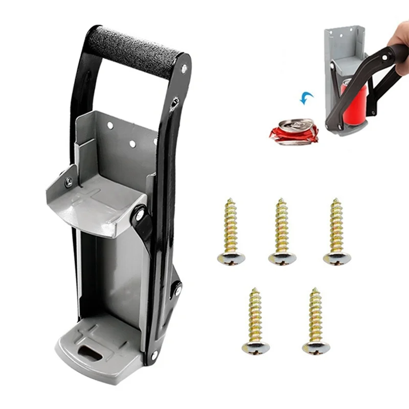 A14I-الحائط اليد سحب يمكن كسارة يمكن كسارة المطبخ فتاحة الزجاجات الصودا البيرة يمكن ضاغط أداة إعادة التدوير