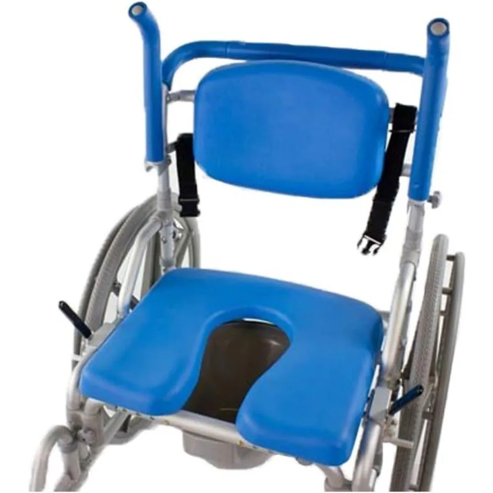 Bariatric Shower/Commode/Transport Chair, Heavy Duty 600lb Capacity, Padded, Retractable Arm and Foot Rests