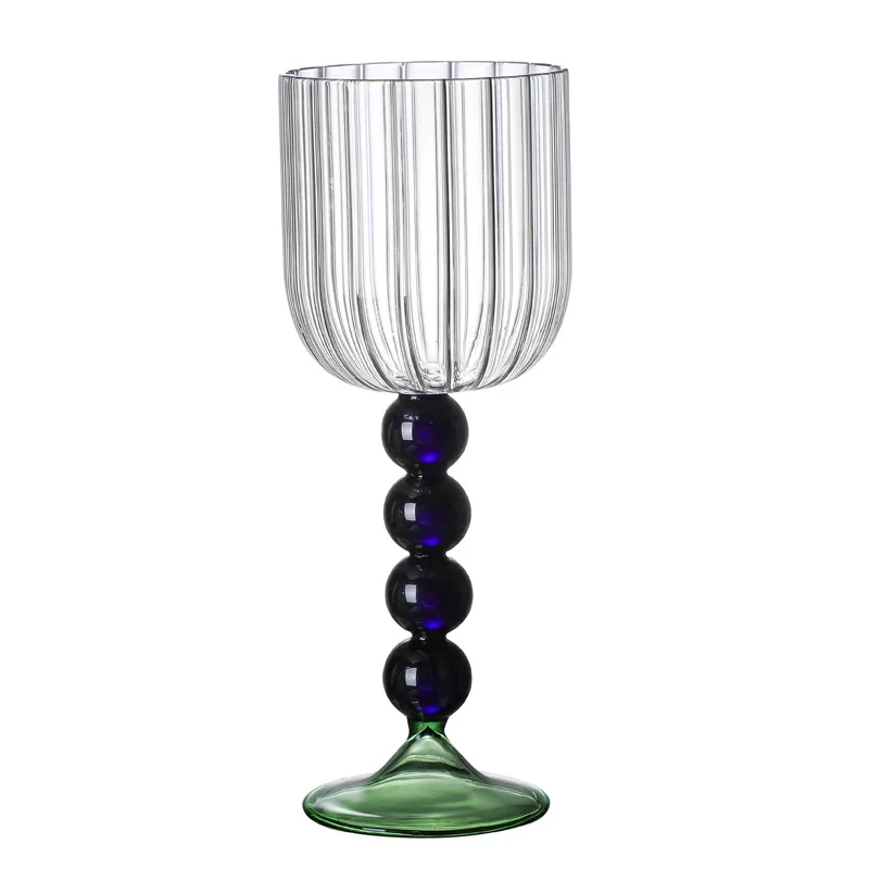 Beaded Champagne Cups Vertical Stripes Wine Glass Unusual Shape Cocktail Goblet Heat-Resistant Glass Creative Wedding Party Gift